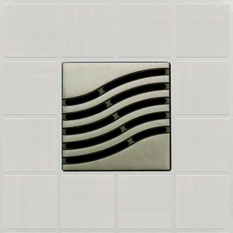 Ebbe Drains Unique Square Shower Drain Grate - Tsunami Satin Stainless