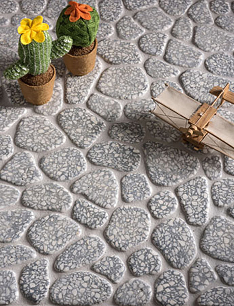 Blacktop Terrazzo Pebble Mosaic Tile Tumbled Finish