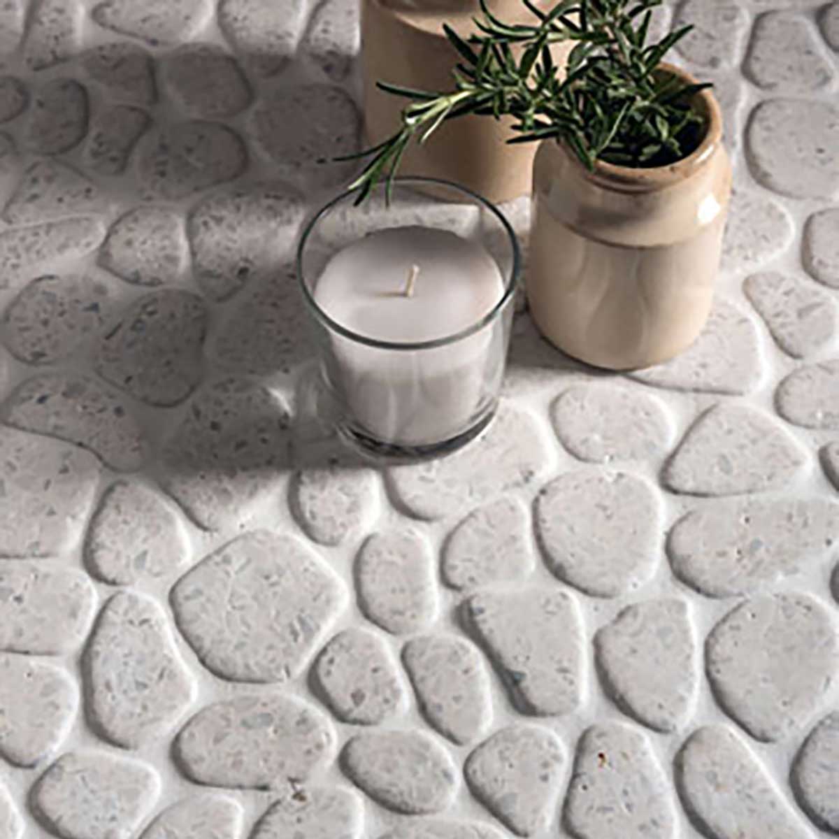 Crushed Crystal Terrazzo Pebble Mosaic Tile Tumbled Finish