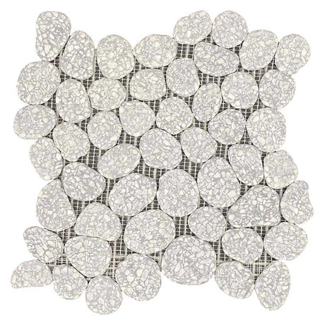 Silver Stucco Terrazzo Pebble Mosaic Tile Tumbled Finish