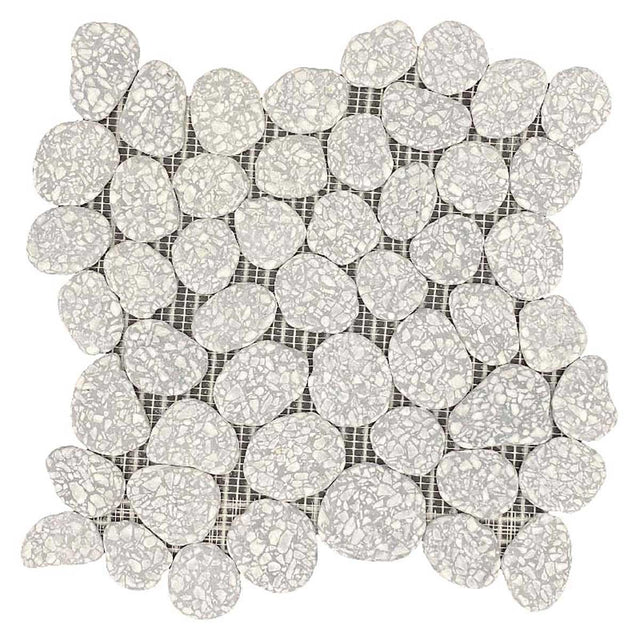 Silver Stucco Terrazzo Pebble Mosaic Tile Tumbled Finish