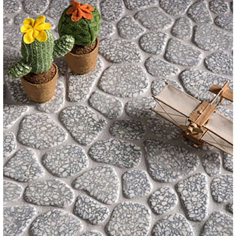 Eco Rocks Silver Stucco Terrazzo Pebble Mosaic Tile