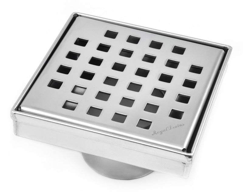 SereneDrains Square Shower Drain Traditional Square 4 Polished