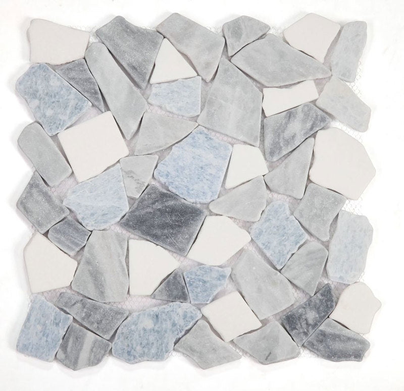 Pebble Marble Thassos and Caribe Quartzite - Crystal Ocean