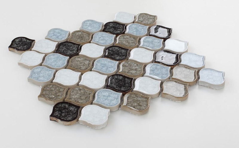 Mosaic Crackle Glass Tile Arabesque Shape - Mixed