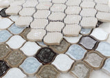 Mosaic Crackle Glass Tile Arabesque Shape - Mixed