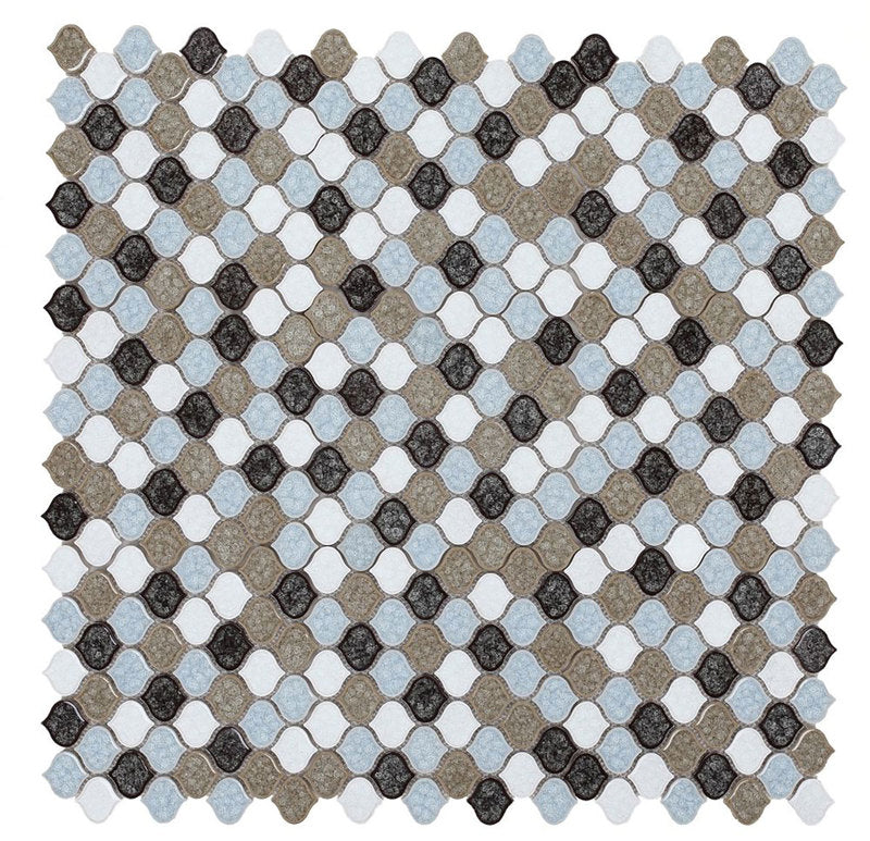 Mosaic Crackle Glass Tile Arabesque Shape - Mixed