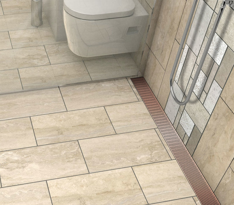 Quartz Linear Shower Drain Linear Wedge - Rose Gold