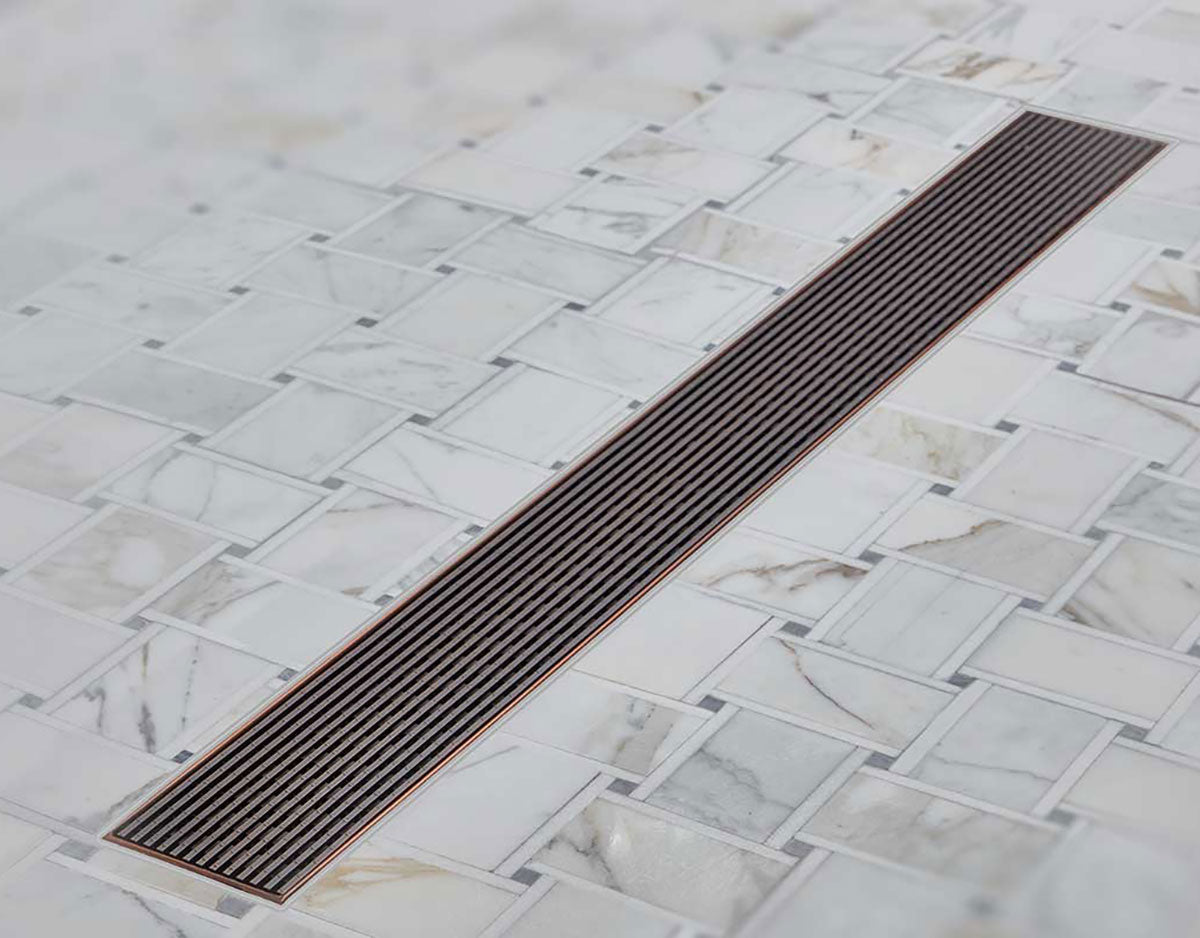 Quartz Linear Shower Drain Oil-Rubbed Bronze - Linear Wedge 32
