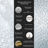 SereneDrains Shower Shelf Stainless Steel - Ocean Wave - Polished