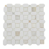 Calacatta Gold and Thassos White marble mosaic tile 10x10 honed finish