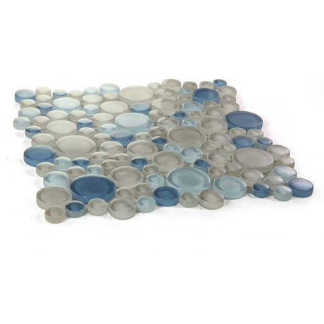 Blue grey circular glass mosaic tile for swimming pool installation