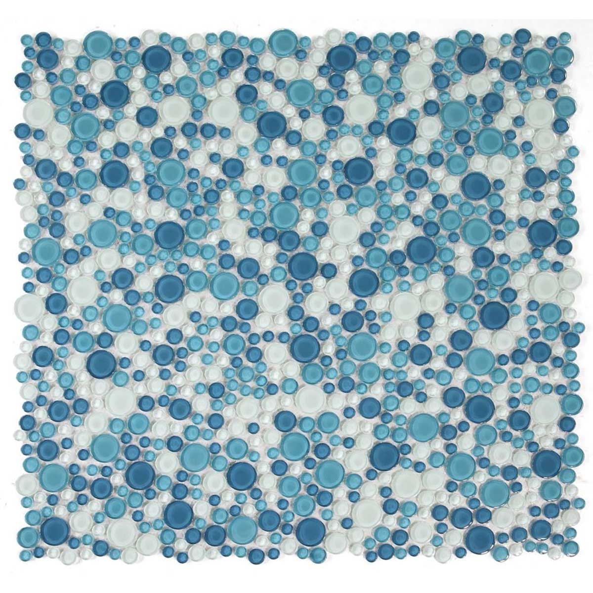 Coastal style glass mosaic tile for kitchen backsplash applications