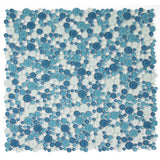Coastal style glass mosaic tile for kitchen backsplash applications