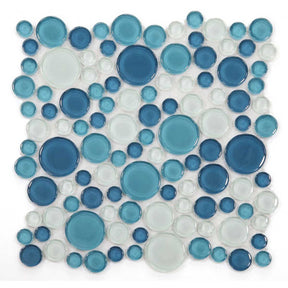 Ocean Sky circular glass mosaic tile for swimming pool installation