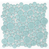 Mint green circular glass mosaic tile for swimming pool installation