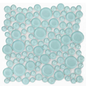 Mint green circular glass mosaic tile for swimming pool installation