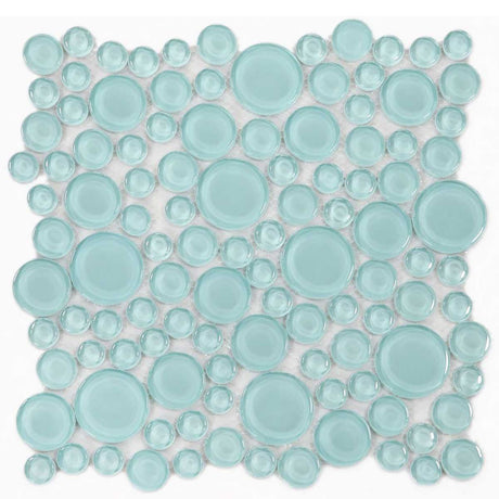 Mint green circular glass mosaic tile for swimming pool installation