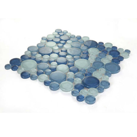 Glossy blue glass mosaic tile for bathroom shower wall installation