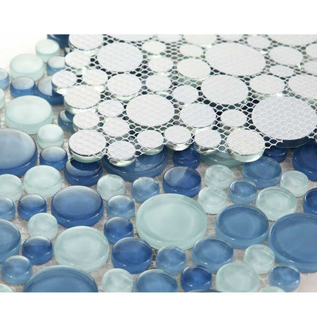 Circular turquoise glass backsplash tile for modern kitchen design TCWBXXLBF