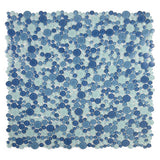 Decorative glass mosaic tile sheet for pool waterline applications