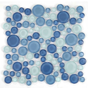 Ocean Blue circular glass mosaic tile for swimming pool and spa walls