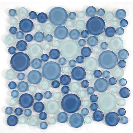 Ocean Blue circular glass mosaic tile for swimming pool and spa walls