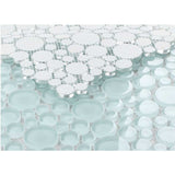 Circular glass backsplash tile in turquoise glossy finish