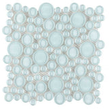 Turquoise circular glass mosaic tile for swimming pool installation