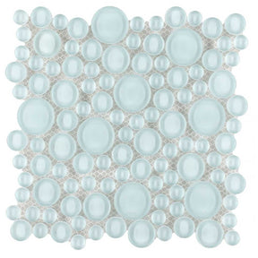 Turquoise circular glass mosaic tile for swimming pool installation