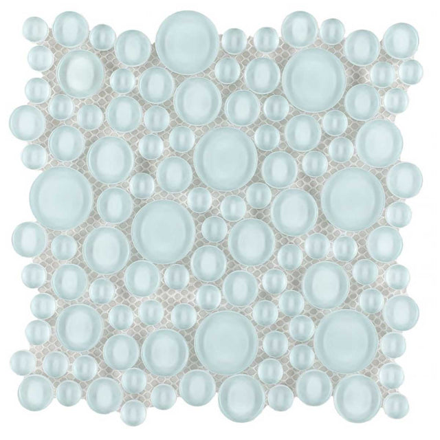Turquoise circular glass mosaic tile for swimming pool installation
