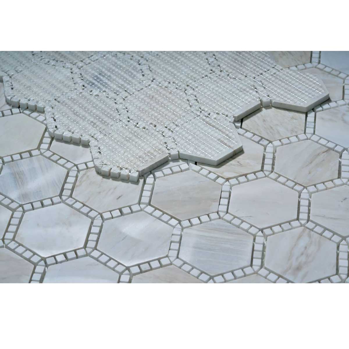 Honed Wooden White marble mosaic tile for shower wall installation