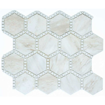 Wooden White hexagon marble mosaic tile with honed finish