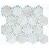 Wooden White hexagon marble mosaic tile with honed finish