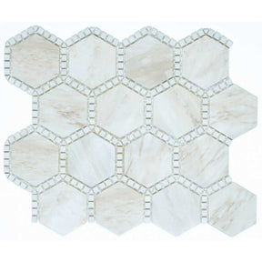 Wooden White hexagon marble mosaic tile with honed finish