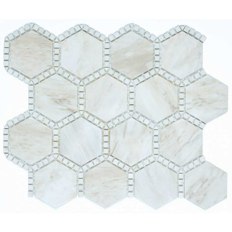Wooden White hexagon marble mosaic tile with honed finish