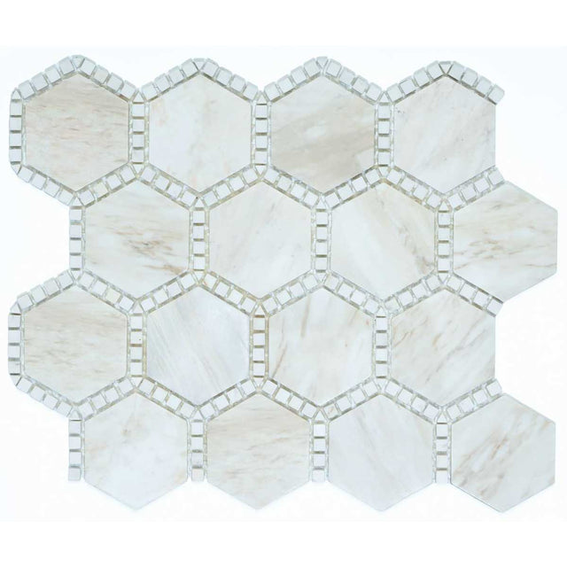 Wooden White hexagon marble mosaic tile with honed finish