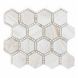 Onyx Ivory hexagon marble mosaic tile with honed finish