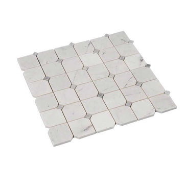 White honed marble mosaic tile for bathroom walls and backsplashes