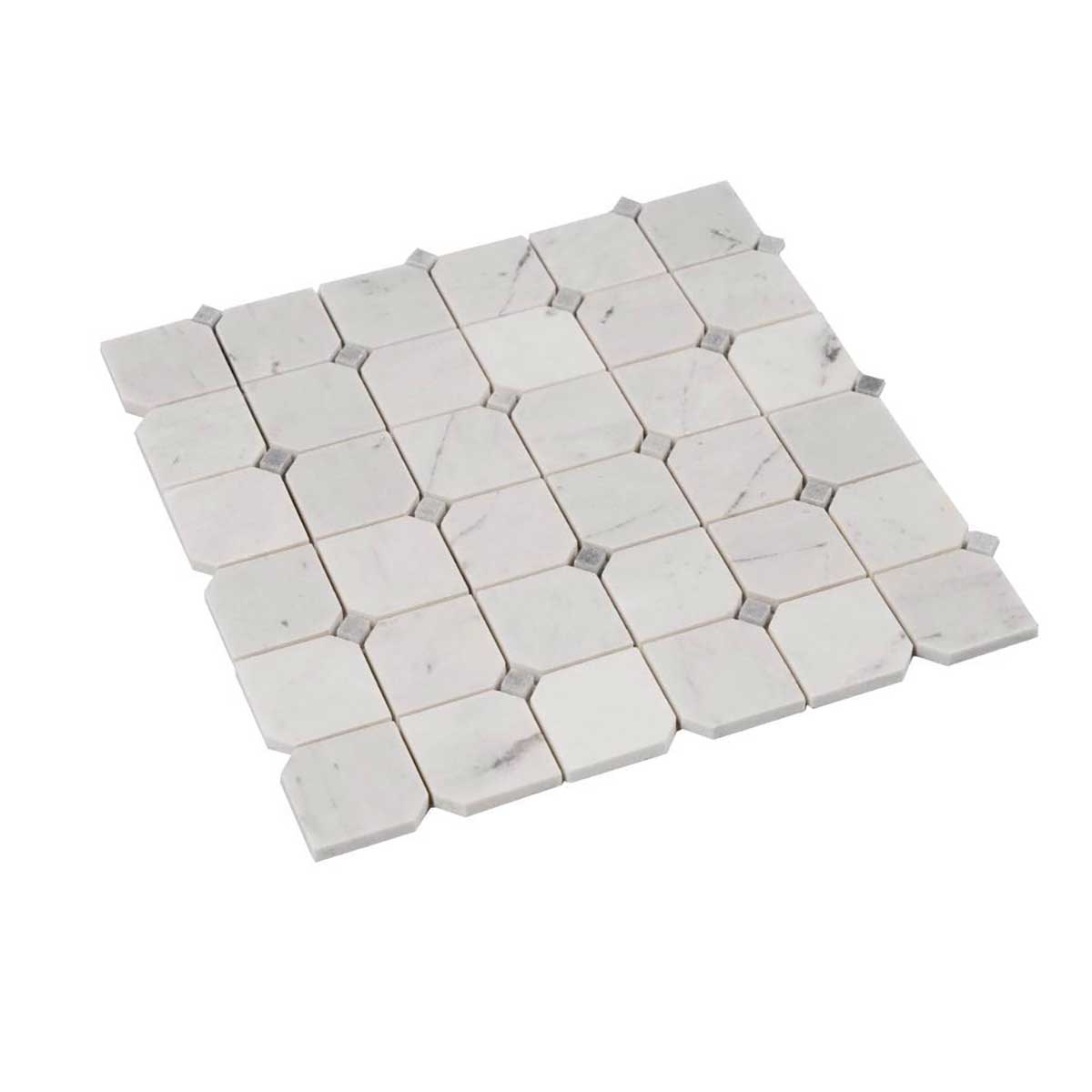 White honed marble mosaic tile for bathroom walls and backsplashes