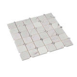 White honed marble mosaic tile for bathroom walls and backsplashes