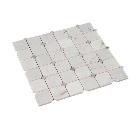 White honed marble mosaic tile for bathroom walls and backsplashes