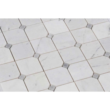 Clipped square marble tile for luxury bathroom shower design