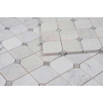 White marble mosaic tile for kitchen backsplash installation