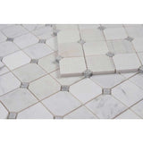 White marble mosaic tile for kitchen backsplash installation