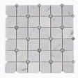 Milky White clipped square marble mosaic tile for shower floors