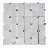 Milky White clipped square marble mosaic tile for shower floors