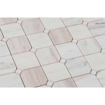 Honed marble clipped square tile for luxury shower design