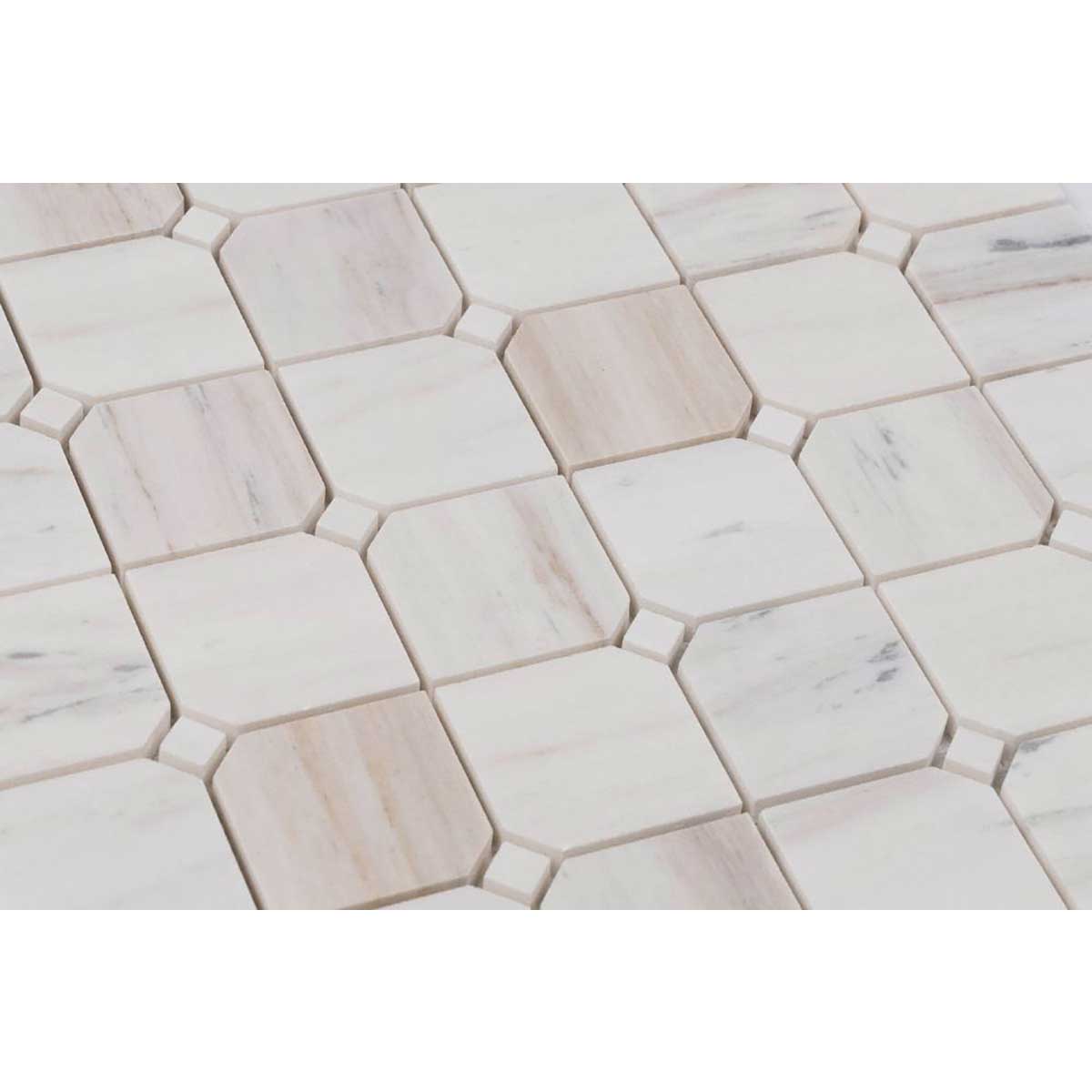 Honed marble clipped square tile for luxury shower design