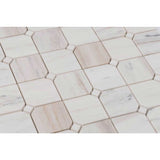 Honed marble clipped square tile for luxury shower design